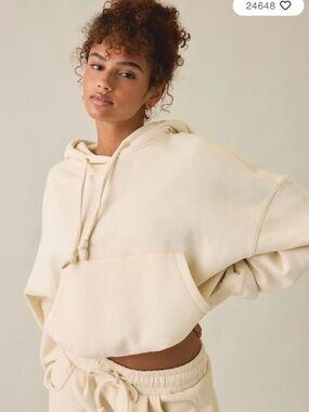 Urban Outfitters Cream Oversized Drawstring Hoodie